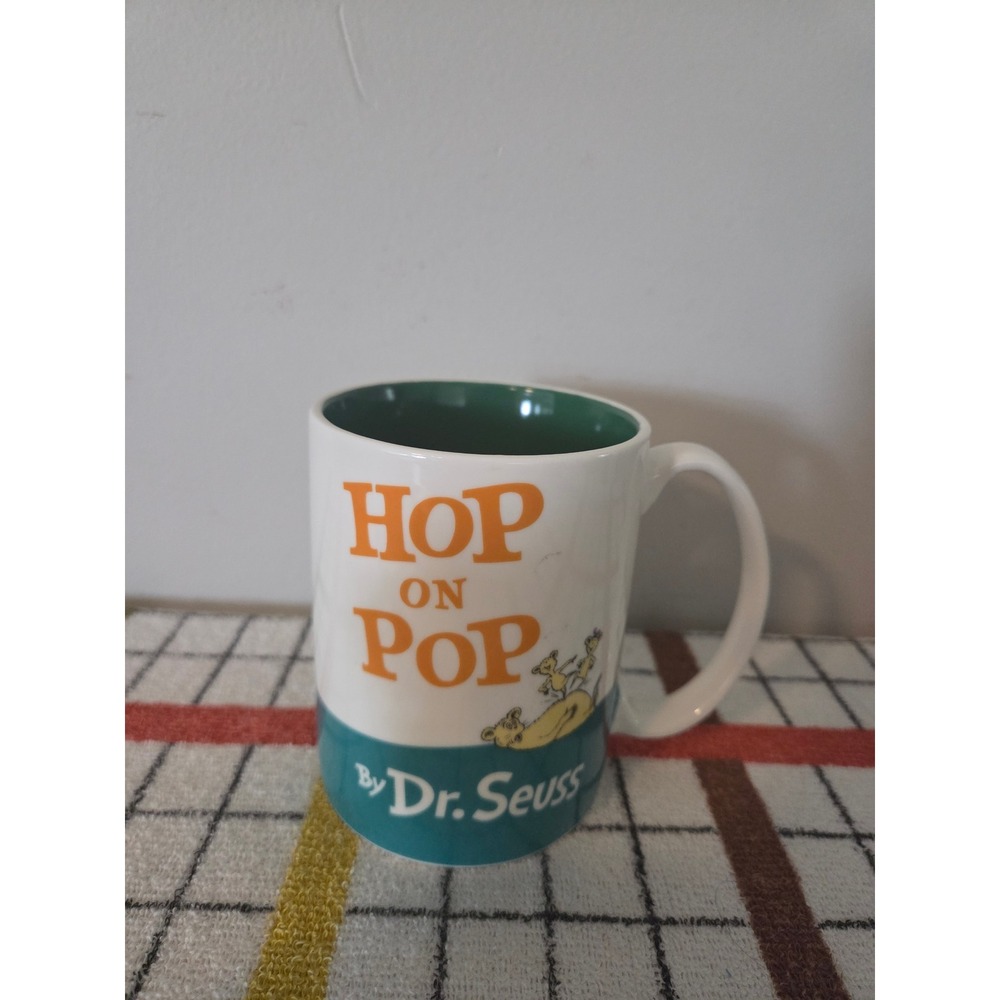 Lenox Dr. Seuss Hop on Pop Coffee Mug 12oz Teal White Orange Ceramic 897364